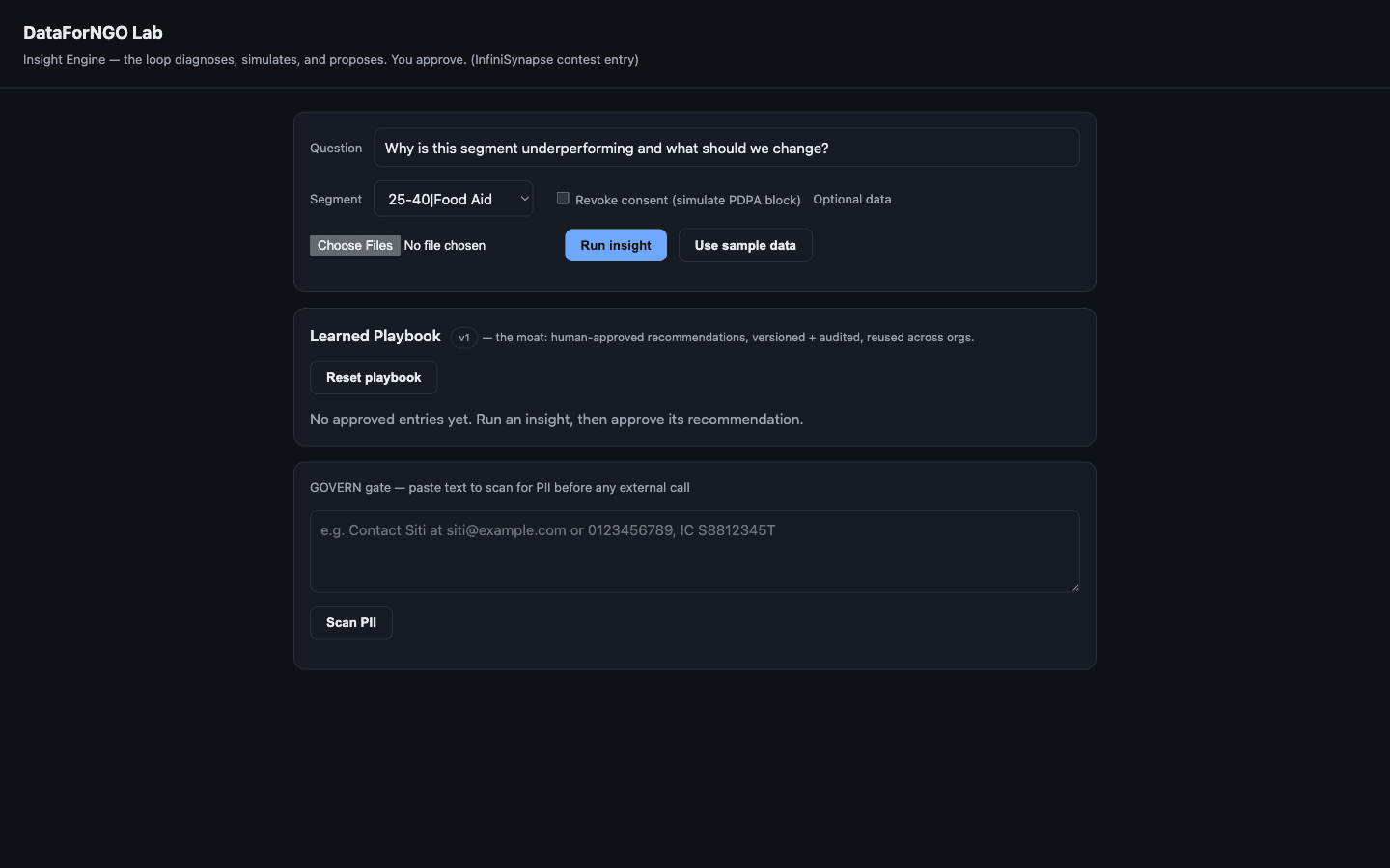 DataForNGO Lab data insight app