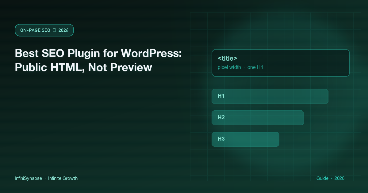Best SEO Plugin for WordPress scored on public HTML nodes, not the admin preview dashboard