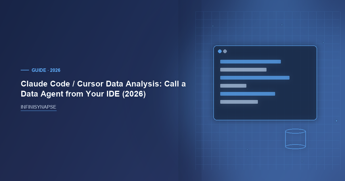 Claude Code / Cursor Data Analysis: Call a Data Agent from Your IDE (2026) — InfiniSynapse guide cover