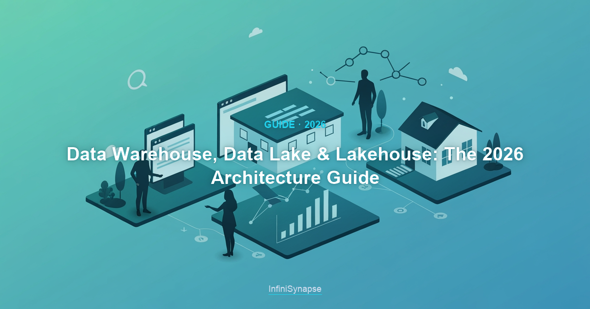 Overview map comparing the data warehouse, data lake, and lakehouse in 2026: when to use each, design basics, cloud options, and AI-native cross-source federation