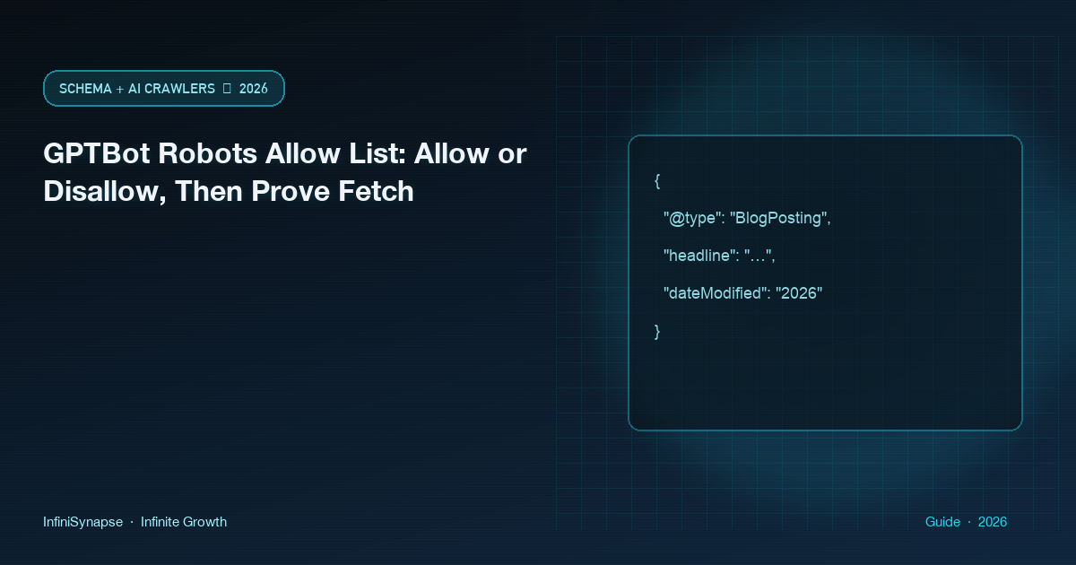 GPTBot robots allow list as Allow or Disallow policy, then a proven fetch, not a mention rank