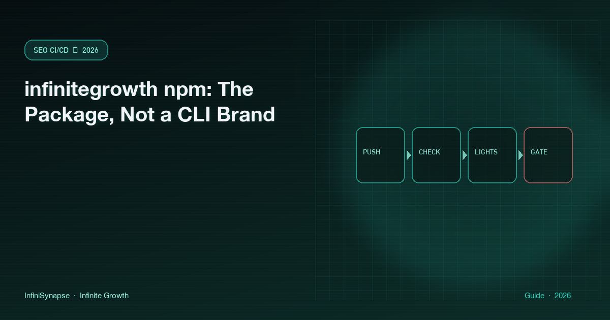 infinitegrowth npm as the package name, not a command-line brand