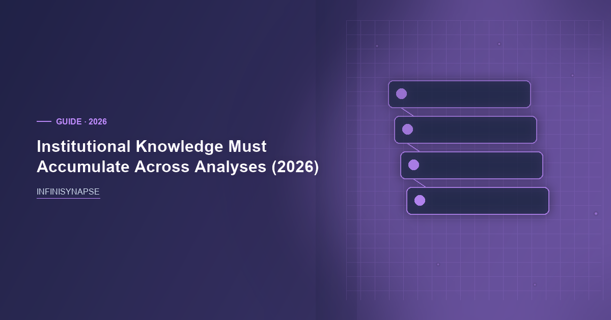 Institutional Knowledge Must Accumulate Across Analyses (2026) — InfiniSynapse guide cover