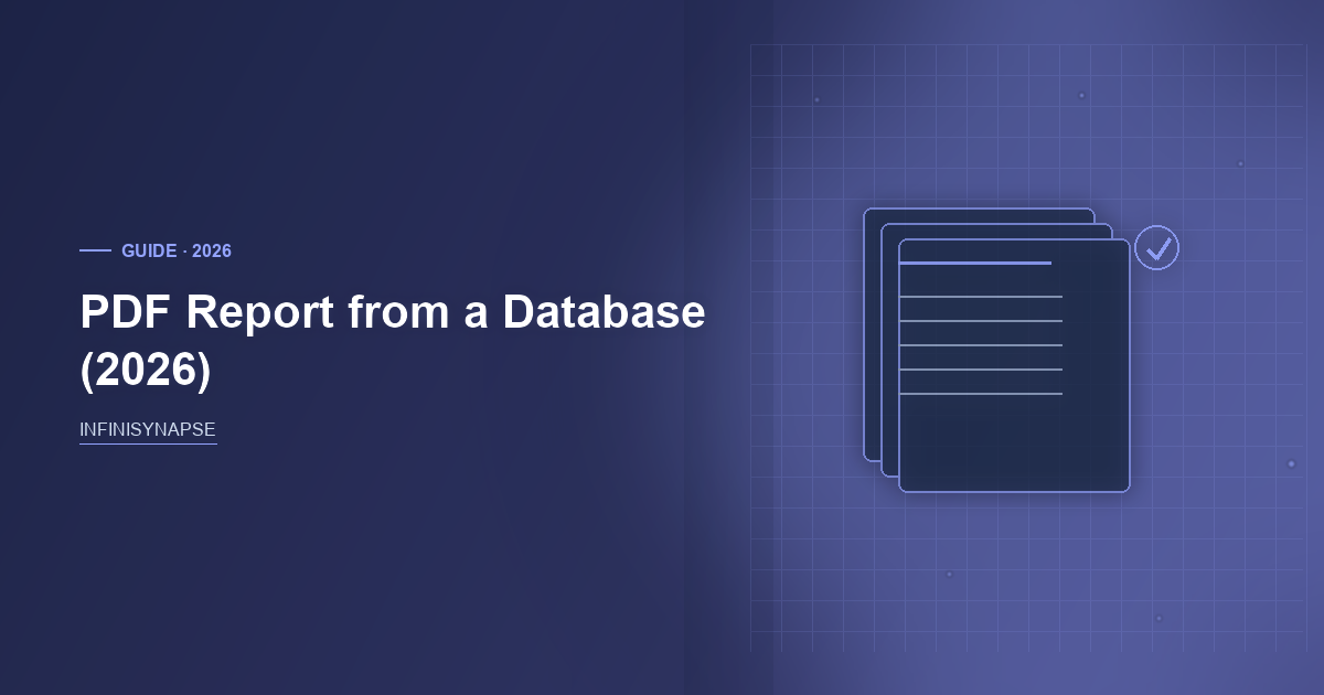 PDF Report from Database: Bind, Then Replay — InfiniSynapse guide cover