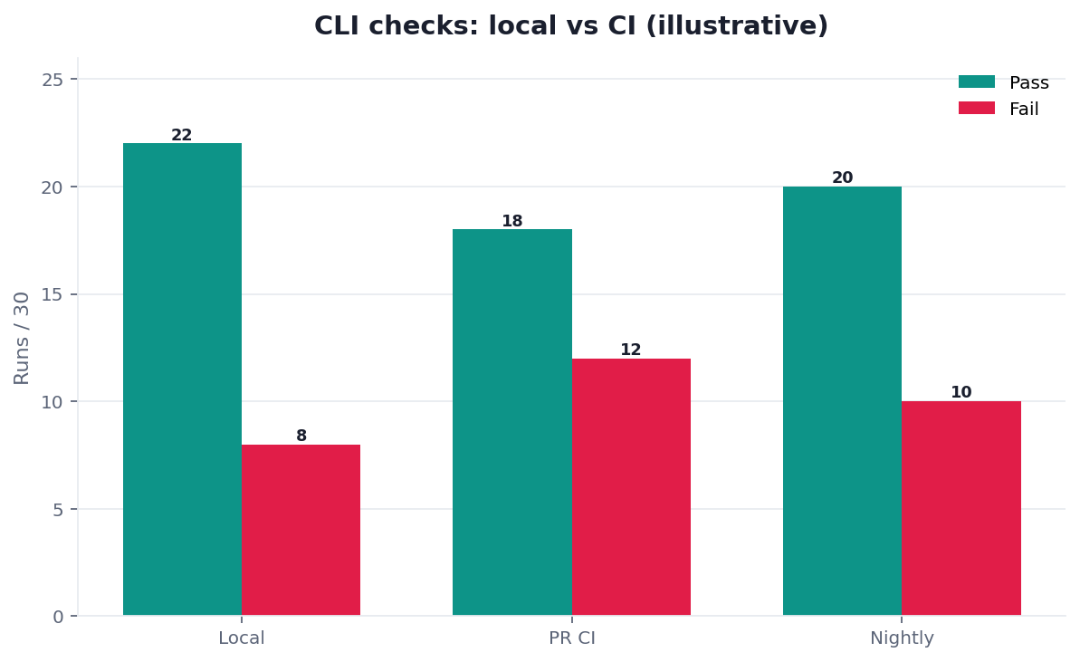 Illustrative grouped bar chart: CLI eight-module lights matching the web paste