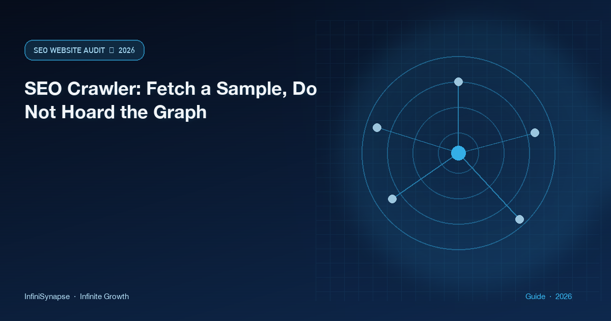 SEO crawler fetching a capped 50 to 500 sitemap sample instead of hoarding the full graph