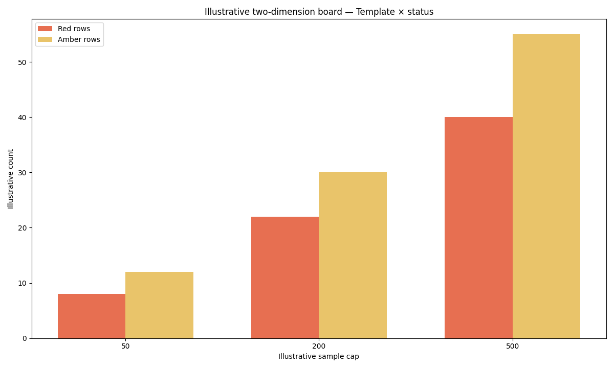 Illustrative grouped bars of SEO site audit templates by sample share and 4xx share
