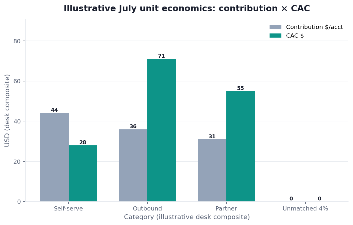 Illustrative contribution and CAC comparison