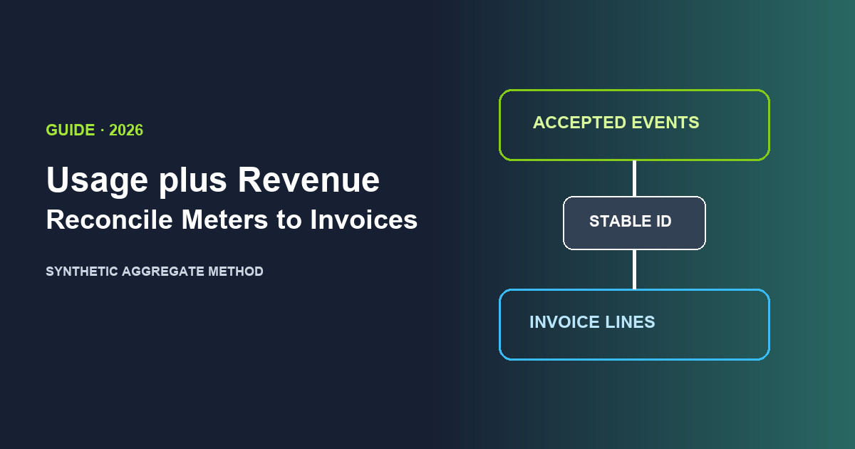 Metered events reconciled to invoice lines through stable customer identifiers