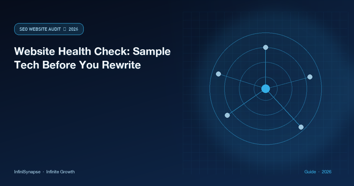 Website health check as eligibility plus eight lights on a sitemap sample before a rewrite