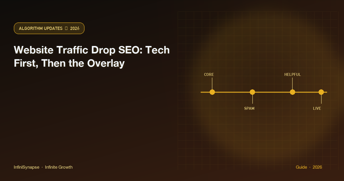 Website traffic drop SEO that checks tech and indexation first, then overlays a GSC export