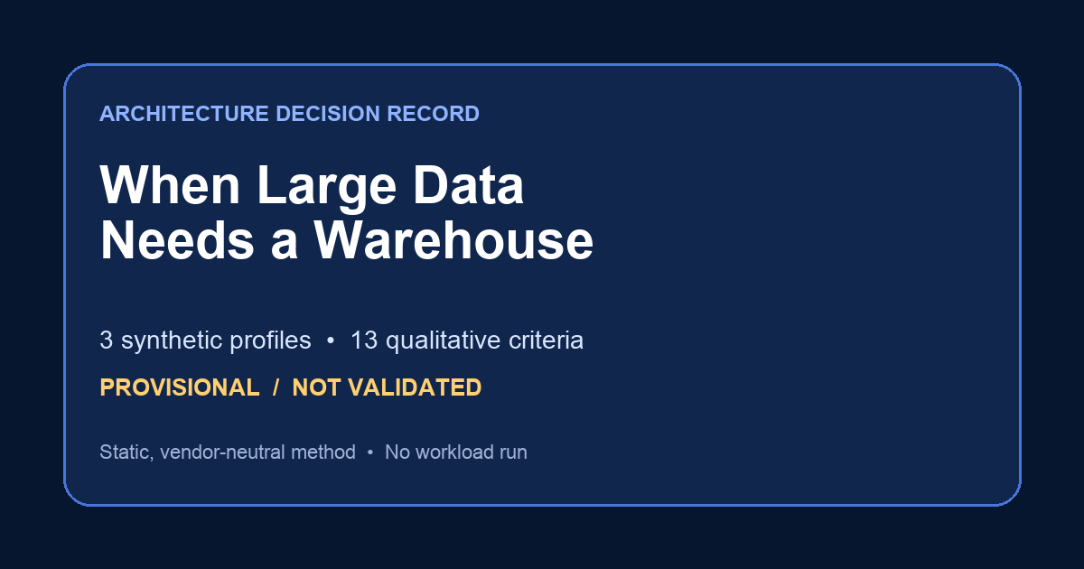 When Large Data Needs a Warehouse decision record cover