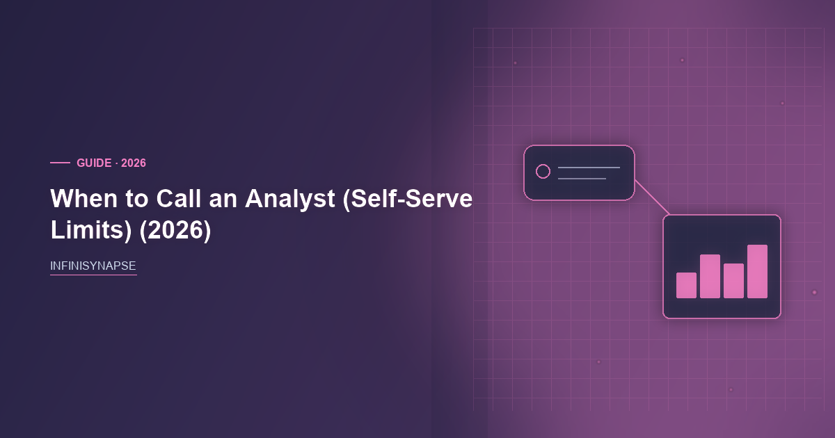 When to Call an Analyst: Bind, Then Replay — InfiniSynapse guide cover showing a question box connected to a data pack