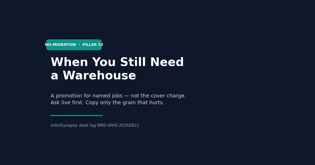 When You Still Need a Warehouse: Bind, Then Replay — InfiniSynapse guide cover