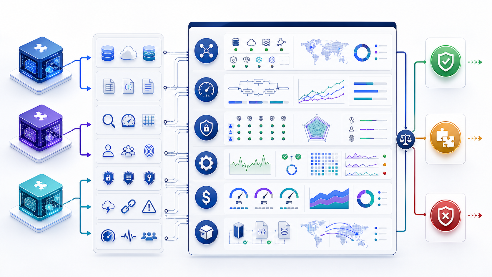Data virtualization software evaluation board comparing connectors, query pushdown, governance, source safety, and proof-of-concept evidence