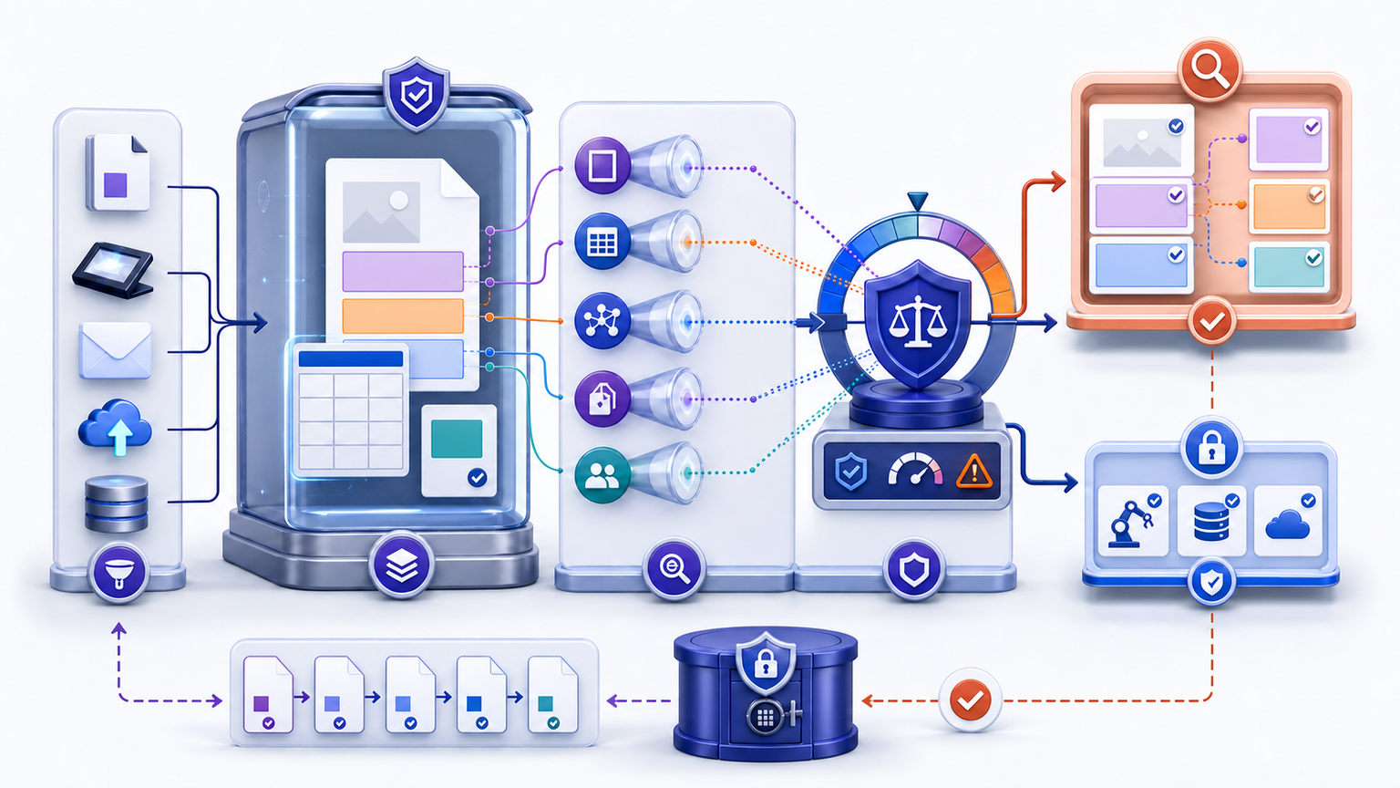 Intelligent document automation architecture with evidence-grounded document understanding, policy gates, human review, controlled actions and a monitored learning loop