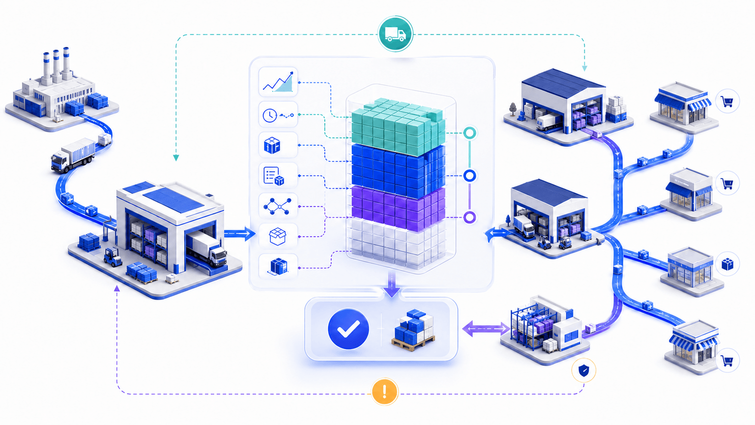 Inventory replenishment signals balancing stock zones across a multi-echelon supply network