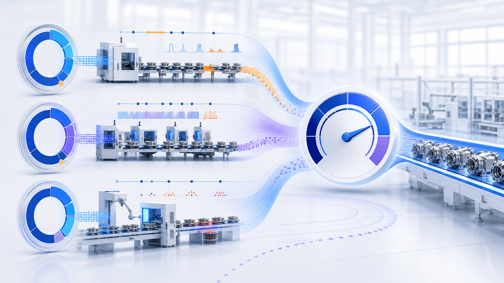 OEE calculation combining availability performance and quality losses into effective production