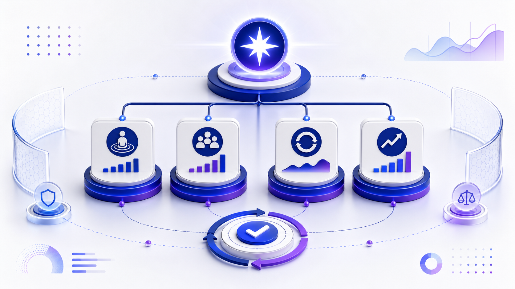A product management metric tree linking a North Star outcome to controllable inputs, guardrails, and a validation loop