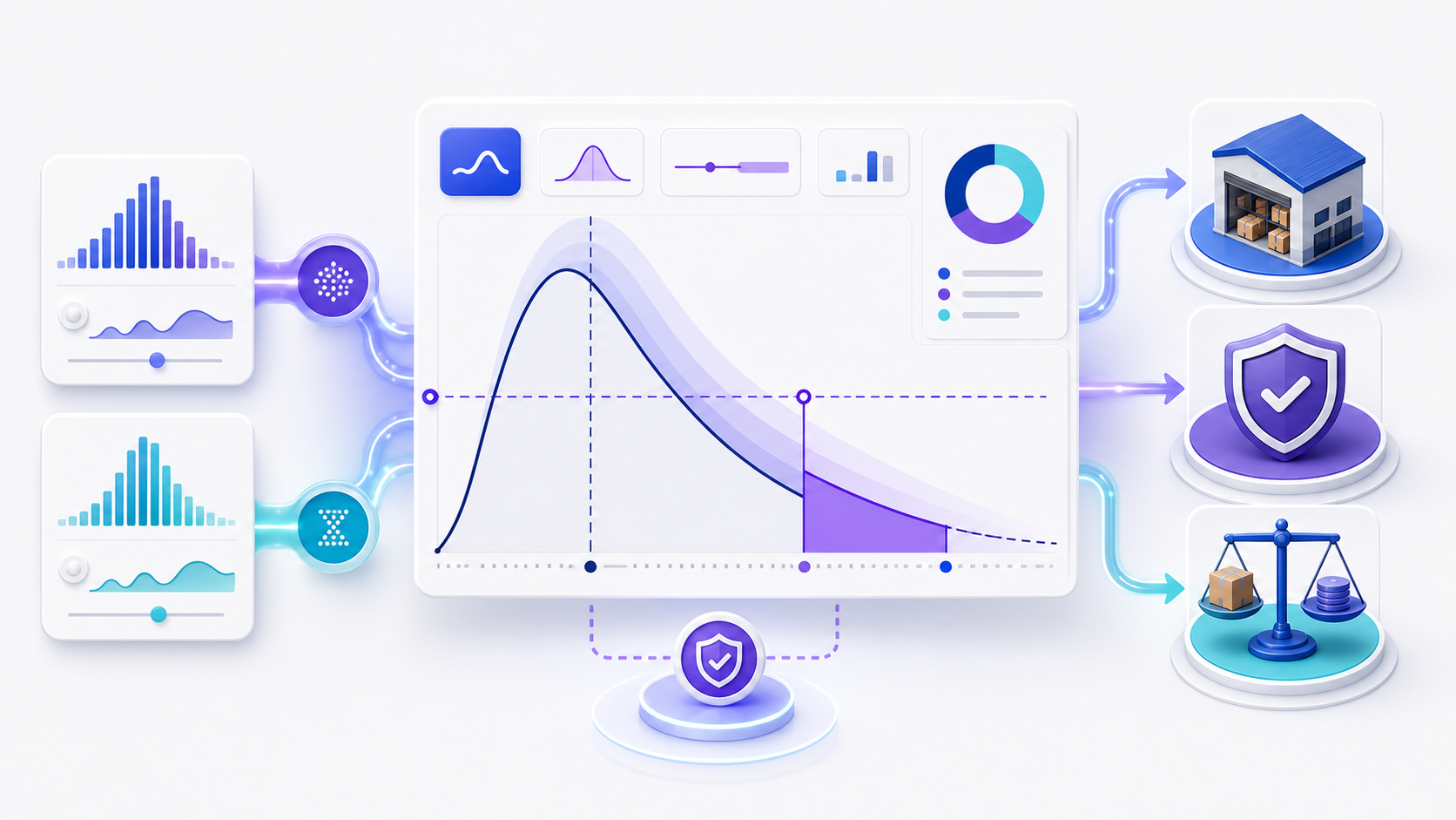 Safety stock analytics combining demand and lead-time variability into an inventory buffer and service decision