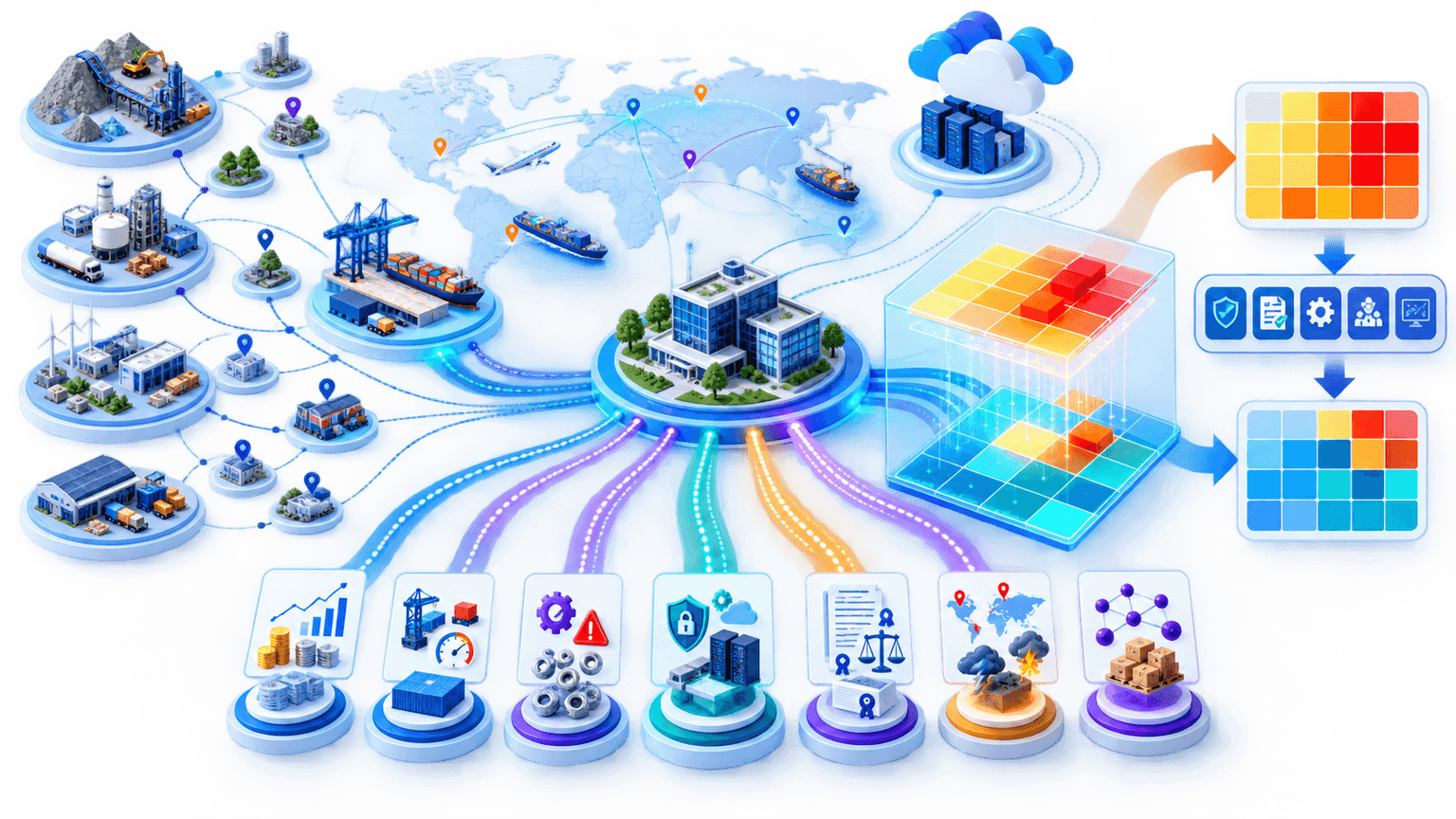 Supplier risk assessment mapping multi-tier evidence into inherent and residual risk matrices