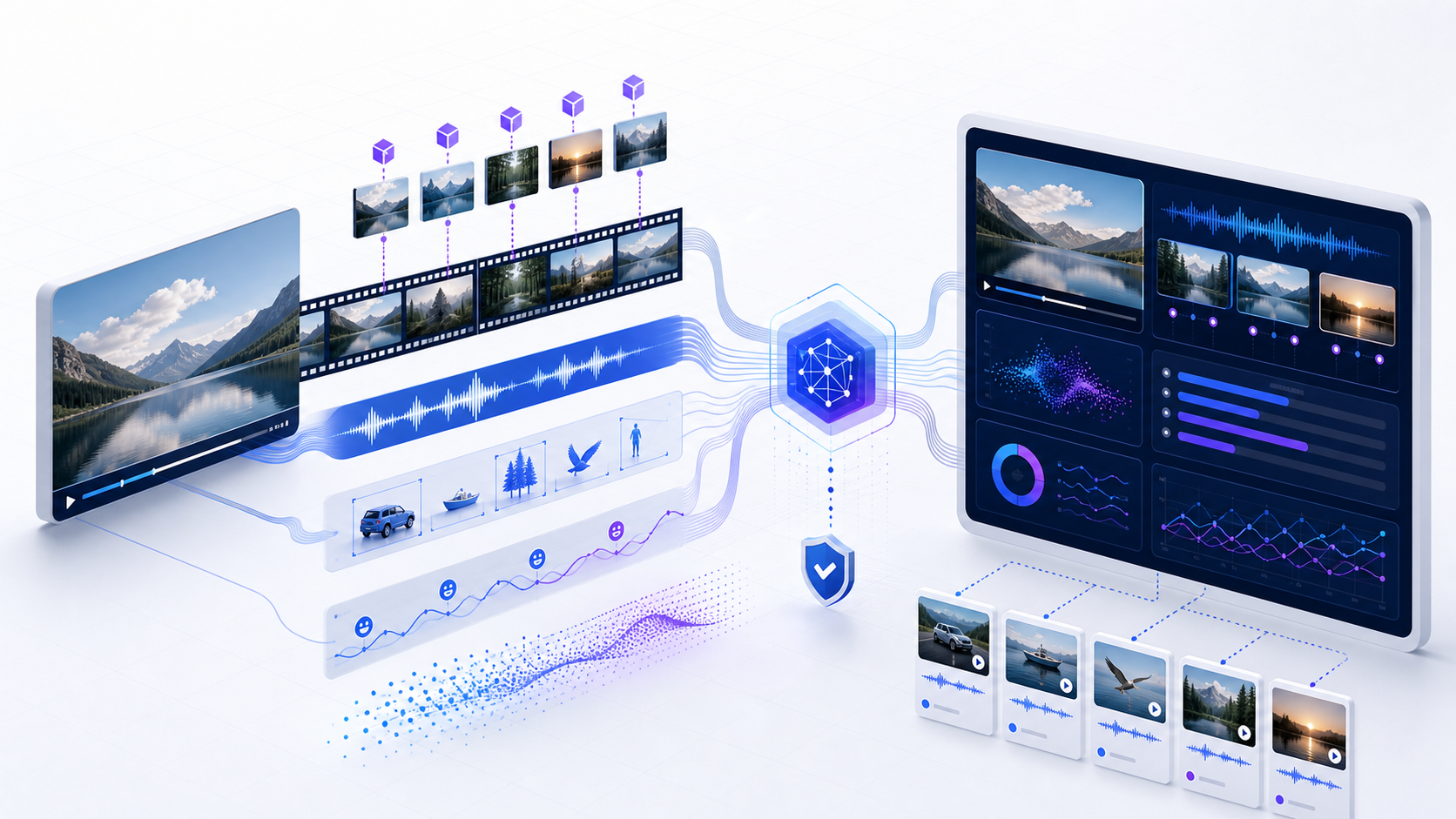 Visual workflow showing ai video analysis from source video to a reviewable result