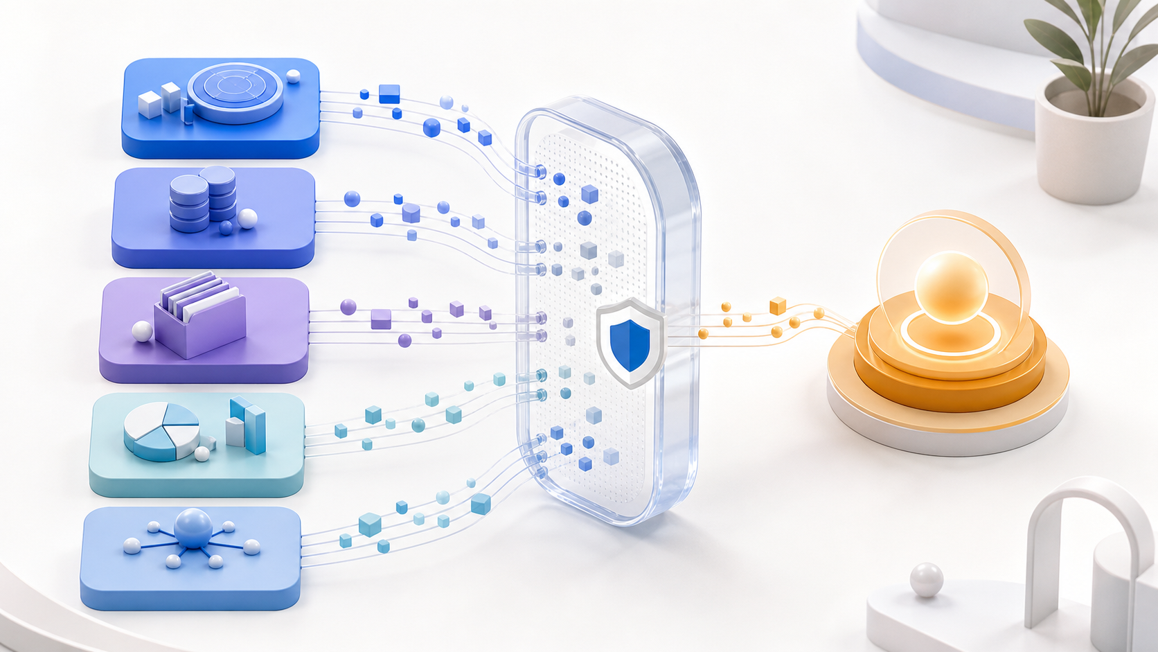Competitive intelligence tool categories passing evidence through a governance filter into a decision-ready workflow.