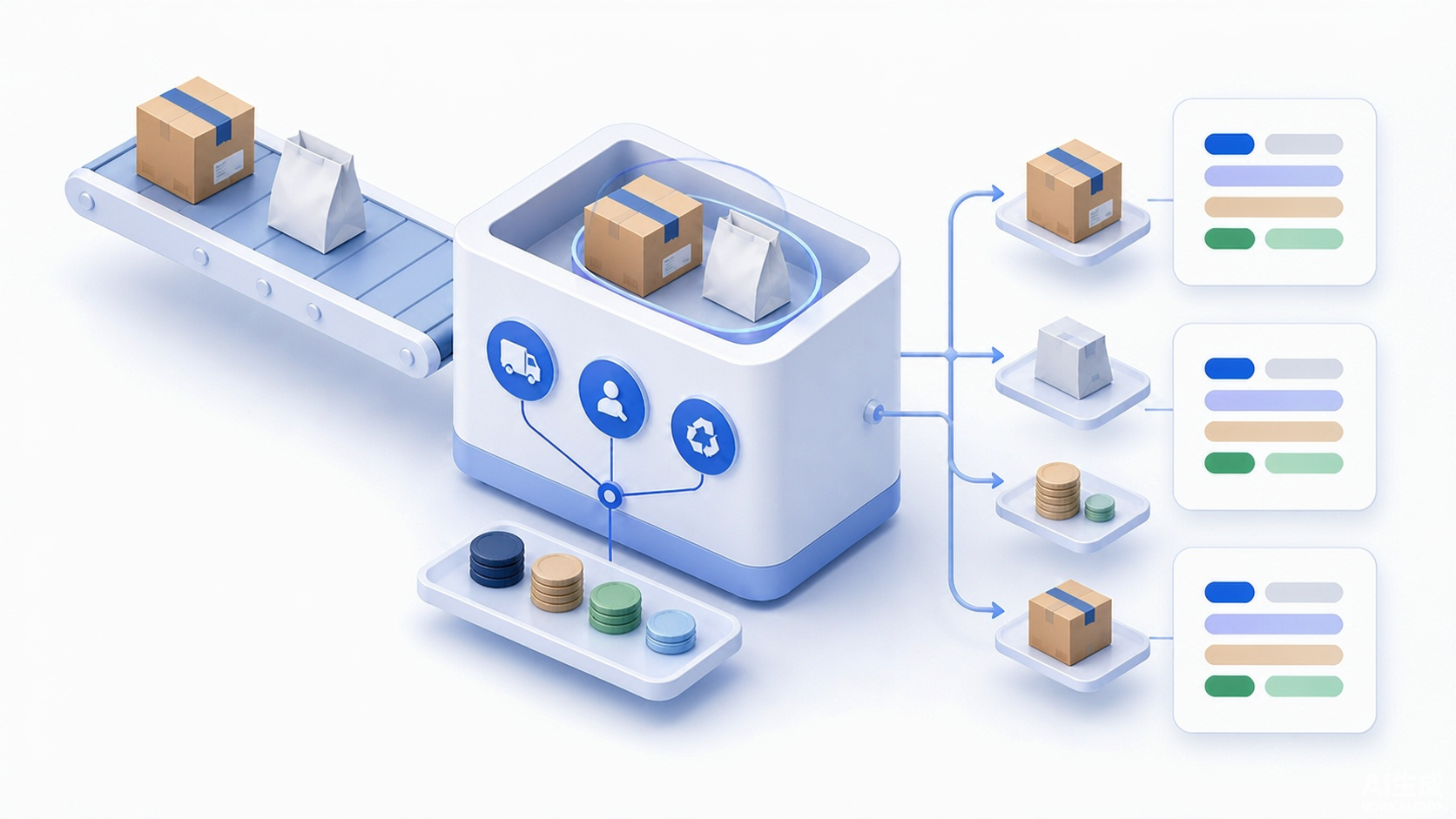 Returned parcels divided into individual cost cases by a transparent analytical scale with freight, support, inspection, and recovery components
