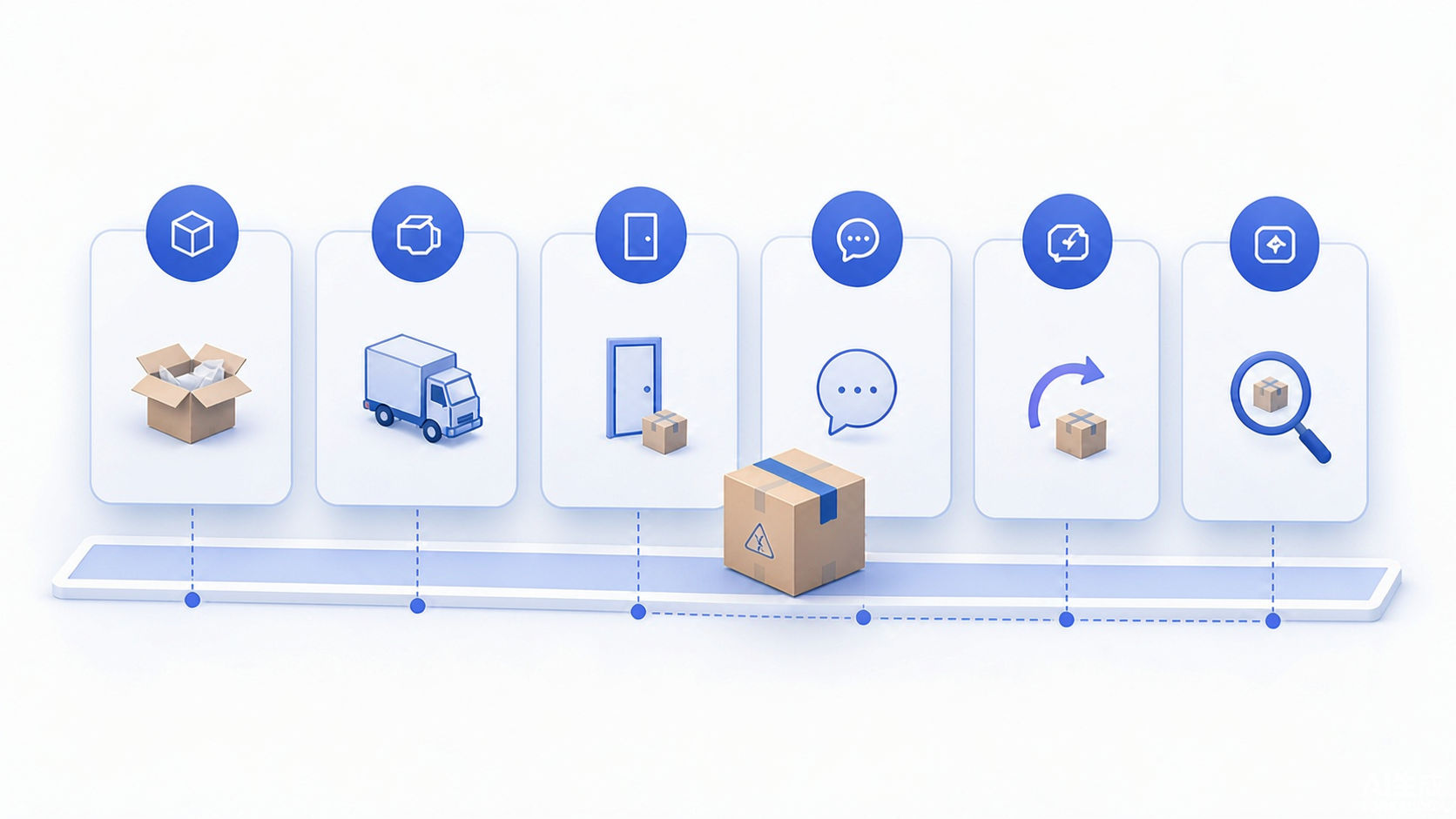 Fragile product and parcel traced through packing, carrier, delivery, customer report, return shipment, and inspection evidence stages