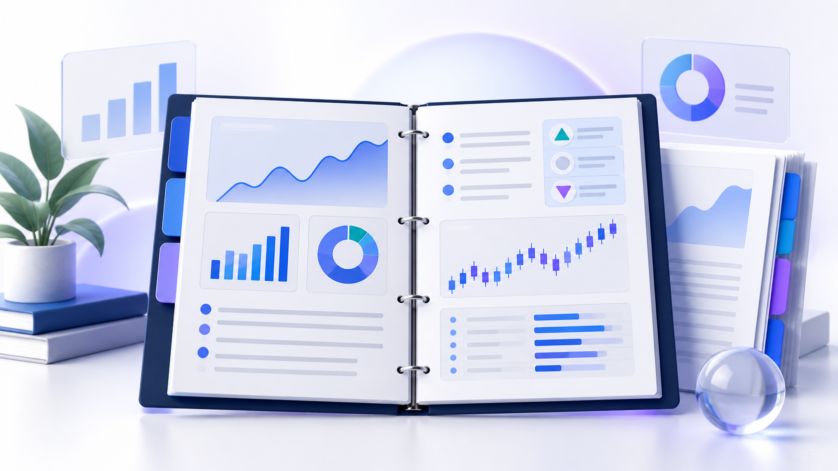 Topic-specific analytical illustration for free stock analysis report template