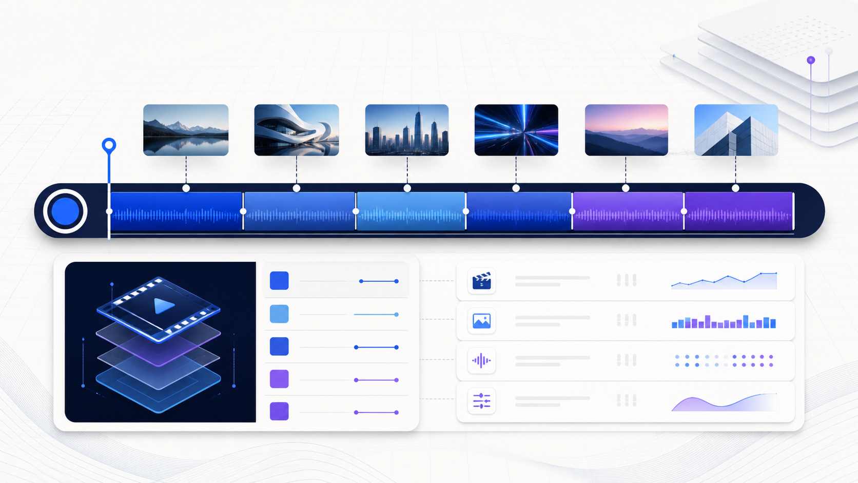 Visual workflow showing how to add chapters to youtube video from source video to a reviewable result