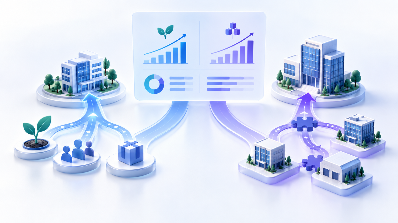 Topic-specific analytical illustration for organic growth vs inorganic growth
