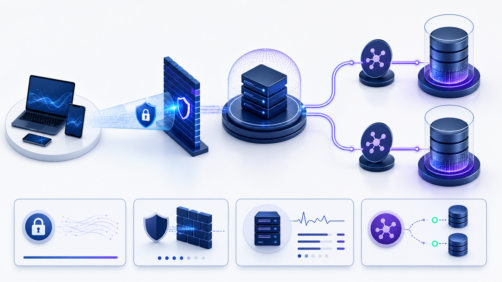 An Oracle port 1521 connection descriptor reaching a network listener that routes sessions to registered database services