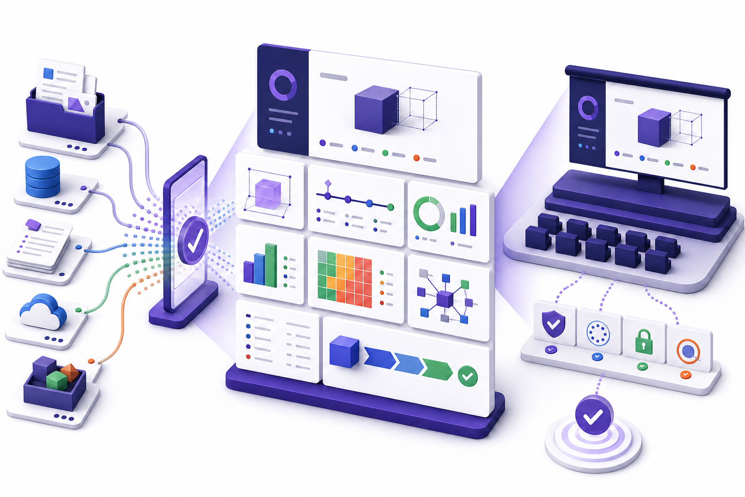 Evidence-led project presentation workflow showing governed source artifacts, a review gate, executive decision slide, milestone timeline, progress, budget, risk matrix, dependency map, next actions, accessibility, permissions, rehearsal, and final delivery validation