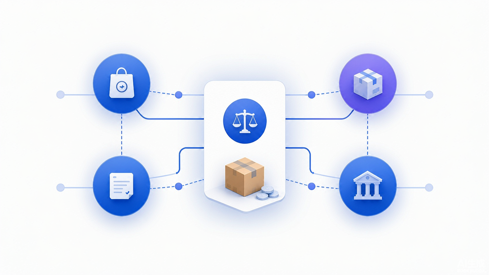 Parallel sales and payment timelines connected by a returned parcel and a revenue reconciliation bridge