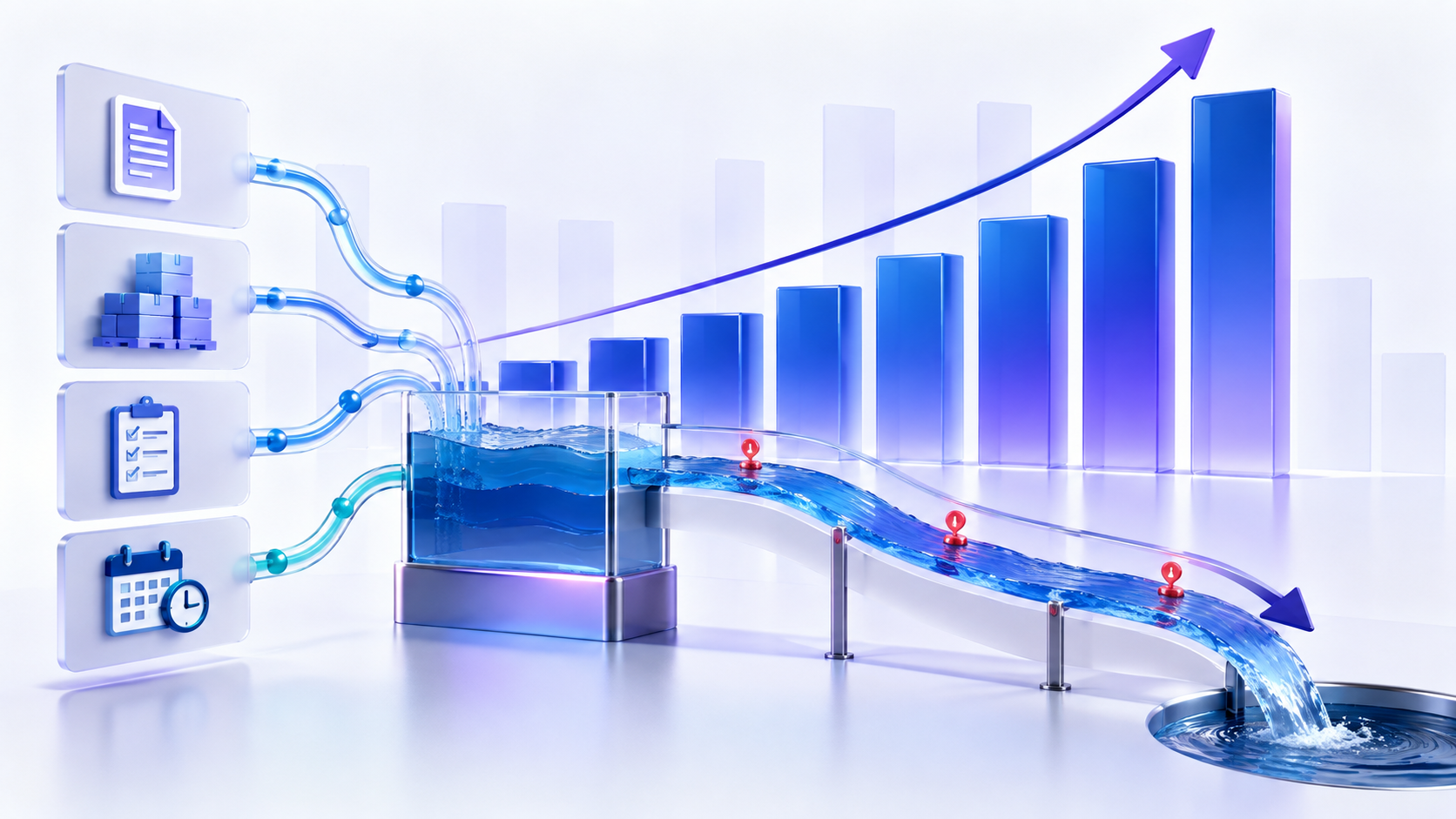 Topic-specific analytical illustration for revenue growth but cash flow decline