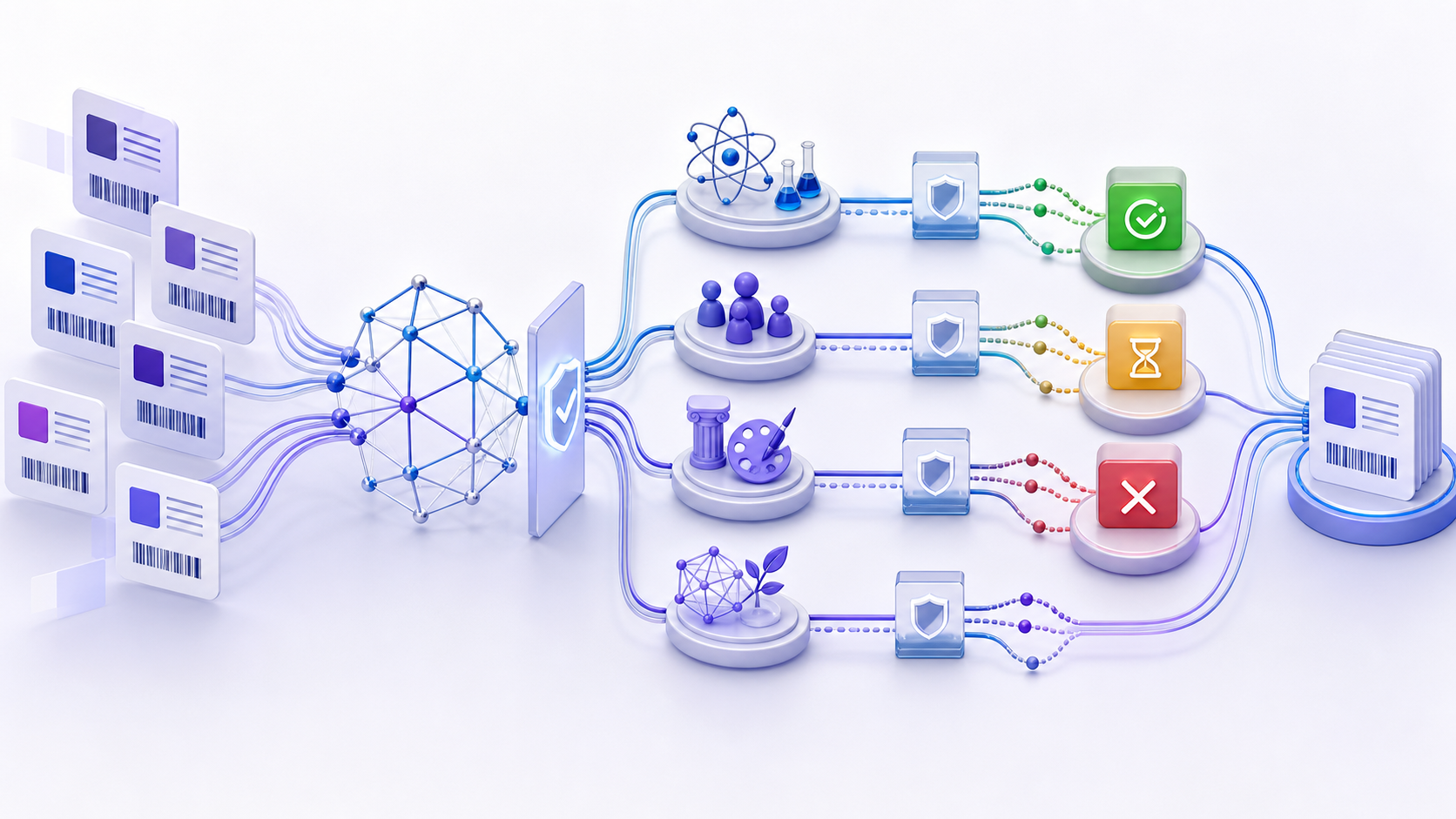 Journal identities moving through a citation network into four Core Collection channels, coverage-status checks and a verified shortlist