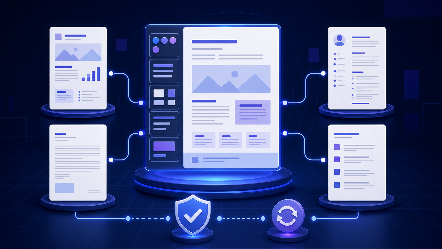 A reusable Word template system connecting one controlled master document to consistent report, letter, resume, and agenda outputs with quality and version checks