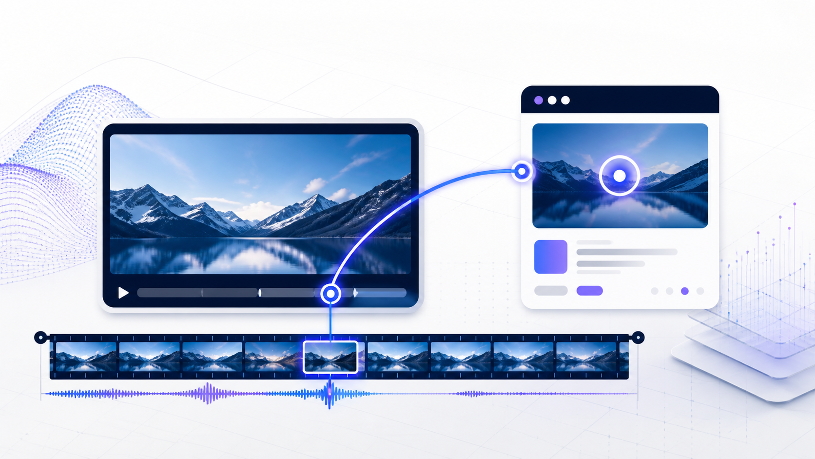 Visual workflow showing youtube timestamp link from source video to a reviewable result