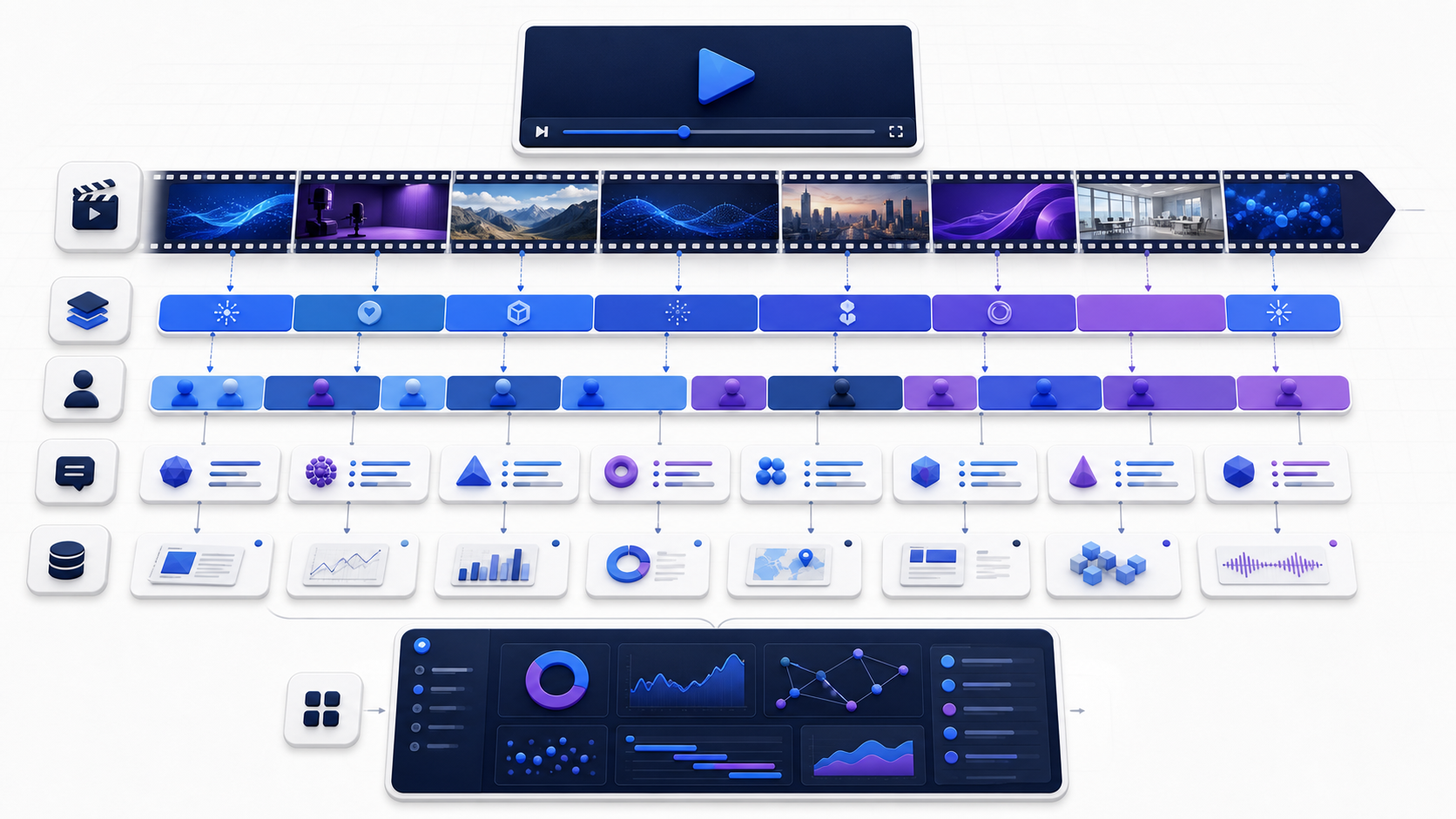 Visual workflow showing youtube video analyzer from source video to a reviewable result