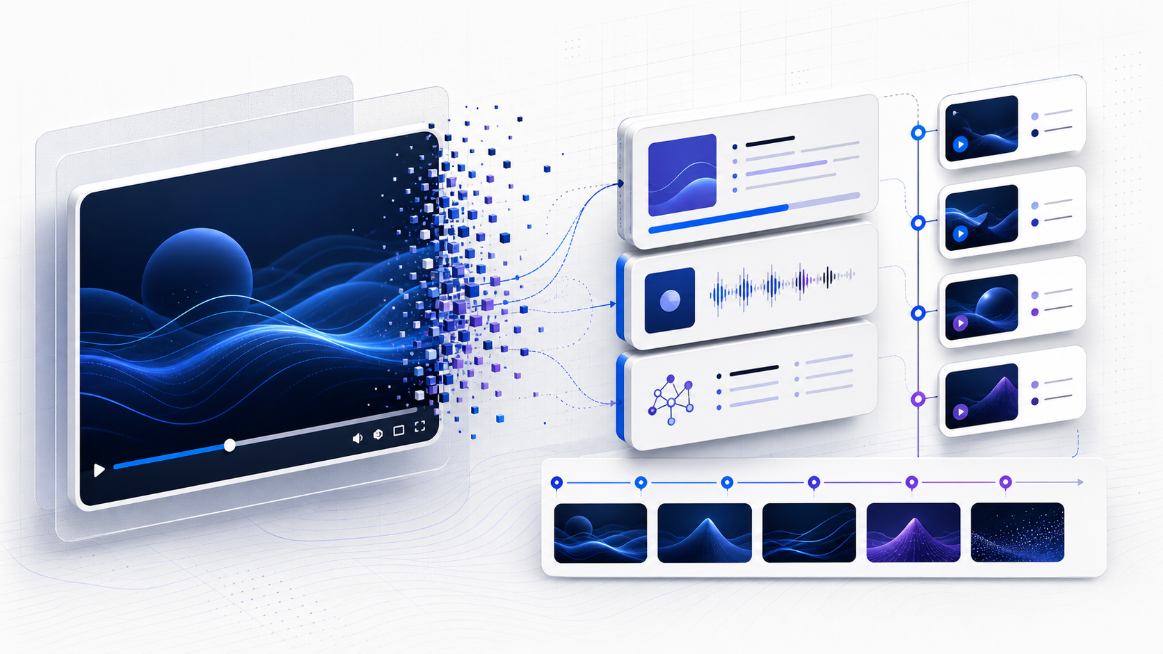 Visual workflow showing youtube video summarizer from source video to a reviewable result
